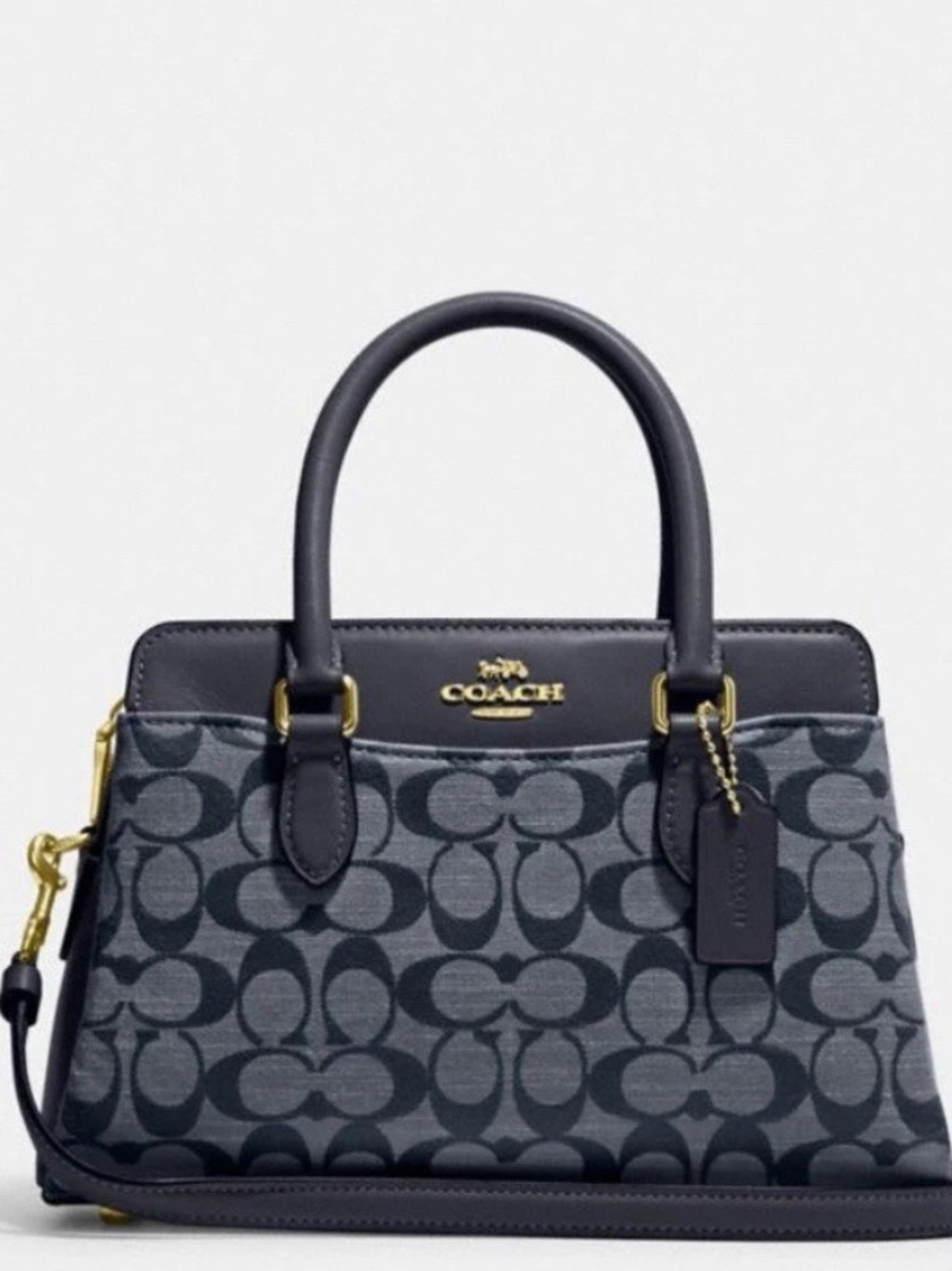 COACH Mini Darcie Carryall Bag In Signature CC Chambray Denim Midnight Blue